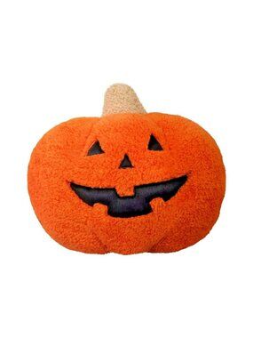 Hyde & EEK! Faux Shearling 10.5" Halloween PUMPKIN Throw Pillow Orange